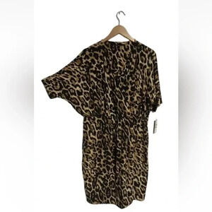 Leopard Animal Print Mock Wrap Dress Size 14 Sexy Cocktail Wedding Party NWT